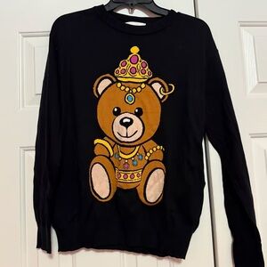 Moschino Black Sweater with Brown Bear Design